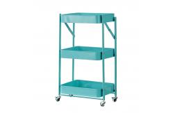 China Mini 3 Tiers Metal Mesh Basket Mobile Rolling Storage Trolley Cart supplier