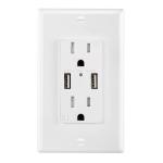 PC ABS Secure Type A USB Wall Outlet 15A 125V AC 60Hz for sale