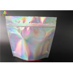 Stand Up Laser Cosmetic Packaging Bag Hologram Laminated Materials With Zipper for sale
