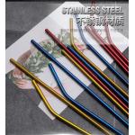 Custom Stainless Steel Cocktail Straws / Branded Rainbow Metal Straws for sale