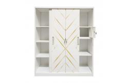 China Kd Structure Lockable Sliding Door Metal Wardrobe Almirah  With Mirror supplier