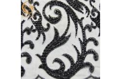 China Soft Mesh Beaded Lace Fabric 3D Black Embroidered Lace Fabric 1 Yard supplier