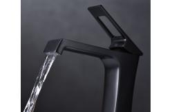 China bathroom Black Waterfall Mixer Taps Ceramic Valve Desk Mounted supplier