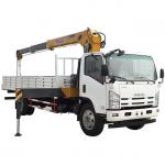 Cheaper Price 190HP ISUZU Cargo Flatbed Truck With Crane 5Tons Telescopic Boom Crane For Sales for sale