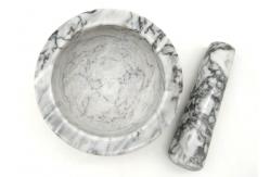 China Solid Marble Stone Mortar And Pestle Polished For Herb Spice Grinding supplier
