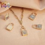 Unisex 50cm Chain Brass SS Initial Lock Necklace