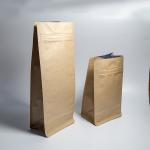 Eco-Friendly Eight Sided Sealing Flat Bottom Bags Blank Kraft Paper Bags For Coffee Packaging Bulk Order Discounts for sale