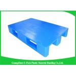 1200 * 800mm Blue Plastic Pallets With Three Runners , Plastic Skids Pallets Virgin HDPE