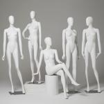 Fiberglass Full Body Women Mannequin Matte White Displaying Clothes for sale