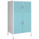 White Frame Colorful Door 2 Tier Steel Storage Locker With High Foot for sale