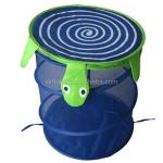 Bathroom Mesh Popup Polyester Foldable Laundry Basket With Cover for sale