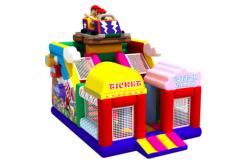 China Circus Clown Waterproof Inflatable Ferris Wheel Jumping Slide With Fence In End supplier