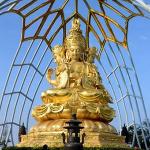 Golden Coated Large Bronze Buddha Sculpture Customized Design for sale