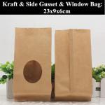 Flat Bottom Kraft Paper Coffee Pouch Heat Sealed Food Grade Packaging for sale