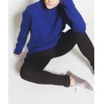 Blue Mock Neck Knit Pullover Sweater 100 % Cotton Material Soft For Women for sale
