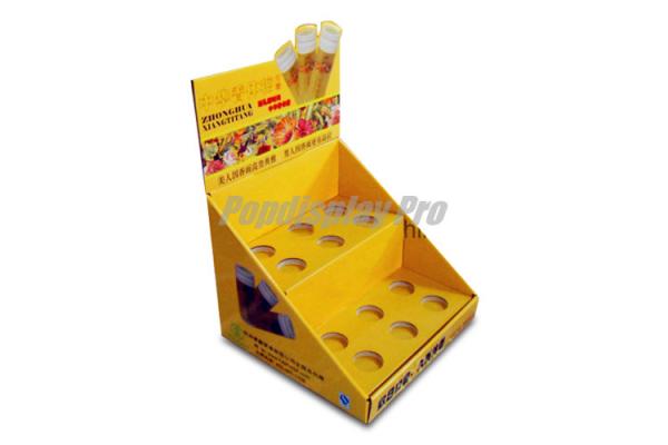 Yellow Counter Top Cardboard Candy Display Recycled With 12 Round Dividers
