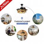 42 Inch Black Retractable Ceiling Fan With Light Remote Control