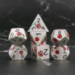Engraved HD Dice Red Rose Electroplated Silver Metal Dice For RPG Game for sale
