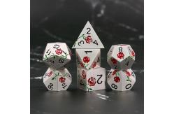 China Engraved HD Dice Red Rose Electroplated Silver Metal Dice For RPG Game supplier