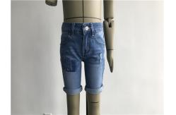 China Light Wash Boys Denim Jeans , Stretch Denim Shorts With Patch / Rip TW78601 supplier