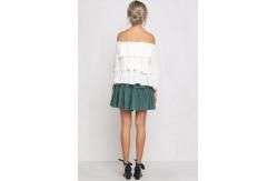 China Womens Tops Blouses 2018 Off Shoulder Ruffle Top In White supplier
