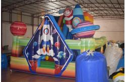 China Spaceship Inflatable Fun City With Fence Wall Around / Party City Bounce House supplier