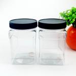125mm Height 650ML Square Plastic Food Jars With Screw Cap