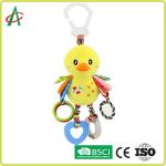 Yellow Duck Baby Plush Rattle 8x25cm For Girls And Boys for sale