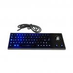 Backlit Desktop Rugged Waterproof Vandal-Proof Keyboard With Integrated Optical Trackball