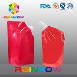 350ml 500ml 1L  plastic Flask Water green red color printed Bottle Bag with big Cap for sale