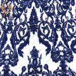 Fashion Tulle Beaded Embroidered Lace Fabric Polyester Handmade for sale