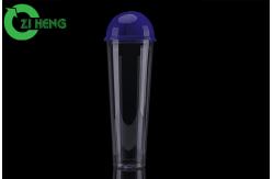 China 1000 ML PET Clear Plastic Drinking Cups With Snap Fit Lid Transparent Tall supplier