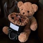 Doll plush cute bear bouquet, eternal rose artificial flower Valentine's Day gift, birthday gift for girls for sale