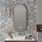 Touch Control Bathroom Mirror With Lights Space Saving Round Backlit Bathroom Mirror for sale