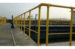 China Yellow Round Tube Assembled Fibreglass Handrails Used In Sewage Treatment Plant supplier