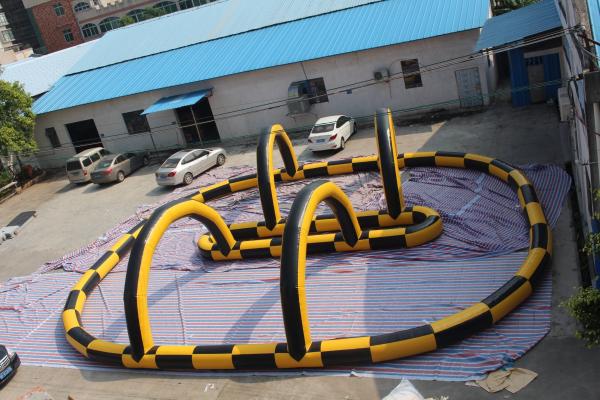 Fireproof Material Inflatable Race Track For Karting Yellow & Black