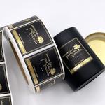 65mm Black Plastic Sticker Label Custom Packaging For Candle Fragrance for sale