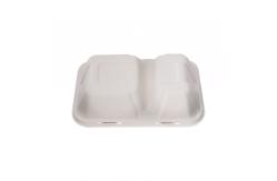 China Customized Burger Box Biodegradable 2-Room Disposable Sugarcane Lunch Box Takeout Burger Box supplier