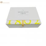 Custom Logo Metallic Button Closure Gift Paper Box Double Door Skin Care Paper Box With Embossed Logo for sale