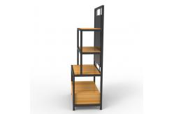 China Length 650mm Width 350mm Iron And Wood Shelves , Iron And Wood Bookshelf Black supplier