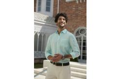 China Water Green Long Dress Business Linen Men'S Pajamas supplier