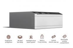 China Leather-Covered Small Jewelry Safe Box with Auto Pop-up & Metal Sliding Rail supplier