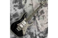 China Custom Black Electric Guitar With Metal Pickguard Floyd Rose Bridge Chrome Hardware Tree of Life Inlay Can be customized supplier