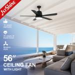 5 ABS Blades LED Ceiling Fan with Light Remote Control and Wall Control for sale