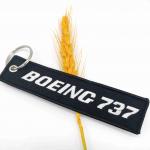 【Aviation Classic】BOEING 737 Double-Sided Embroidered Keychain | High-Contrast Black & White | Durable Metal Ring for sale