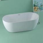 Durable Acrylic Free Standing Oval Bathtub With Center Drain Placement Soaking Bath