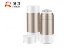 China Empty AS 50g PET Bottle Container Round Deodorant Bottle With Sponge Brush supplier