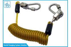 China Anti Lost Coiled Wire Cable Tool Lanyard With Aluminum Screw Lock Carabiner supplier