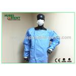Blood Proof Blue Disposable Dental Gowns/Tyvek Protective Clothing with knitted wrist for sale