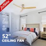 52 Inch Ceiling Fan With Remote Control Wooden Blade Silent Dc Motor for sale